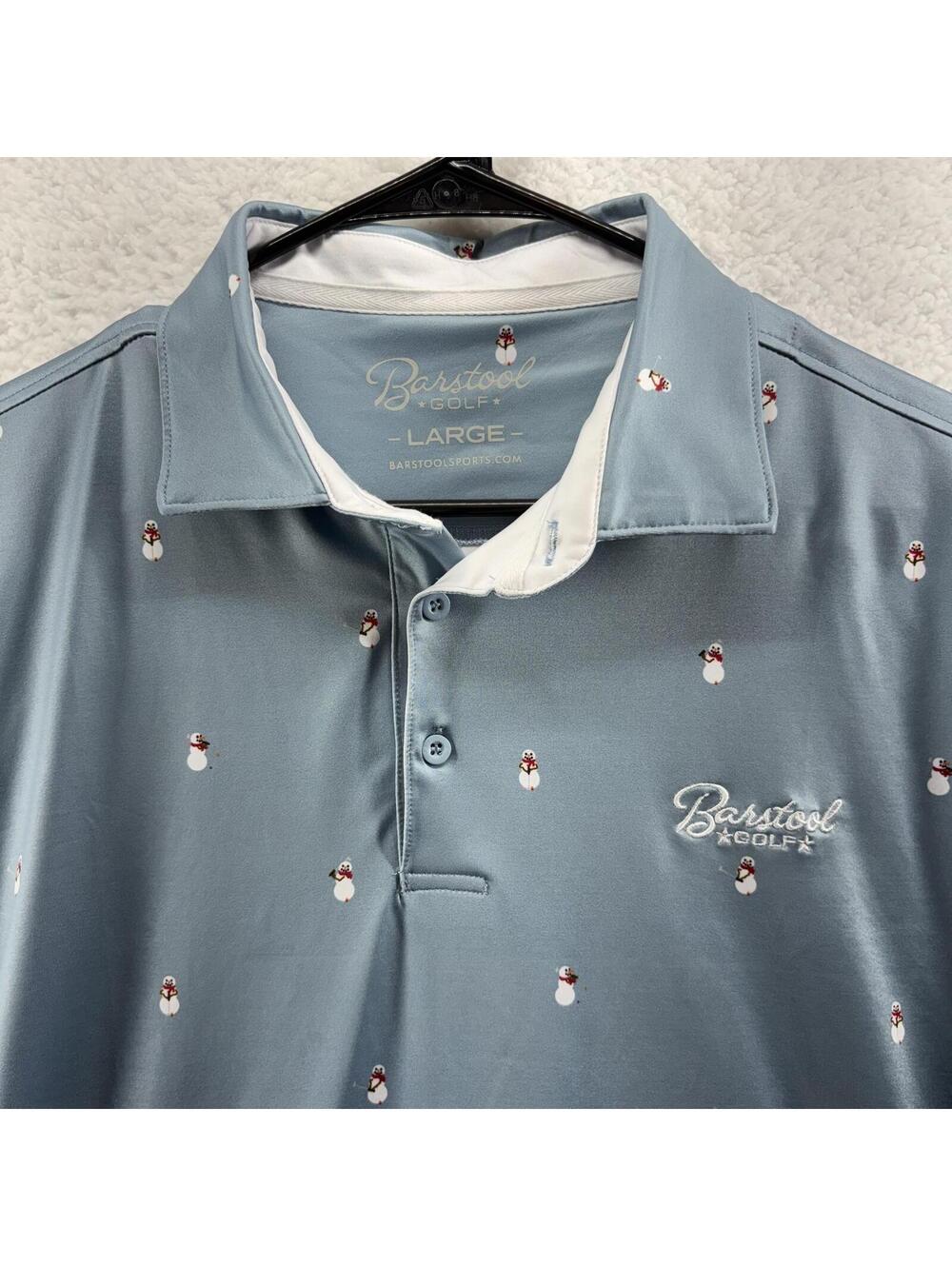 Barstool Sports Golf Performance Polo Mens Large AOP Snowman